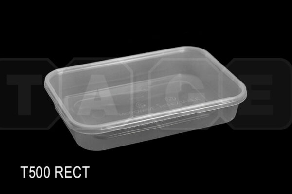 Microwavable Thin - Wall Rectangular PP Container with Flat Lid (500ml)