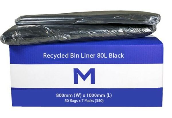 FP Recycled Bin Liner 80L Black